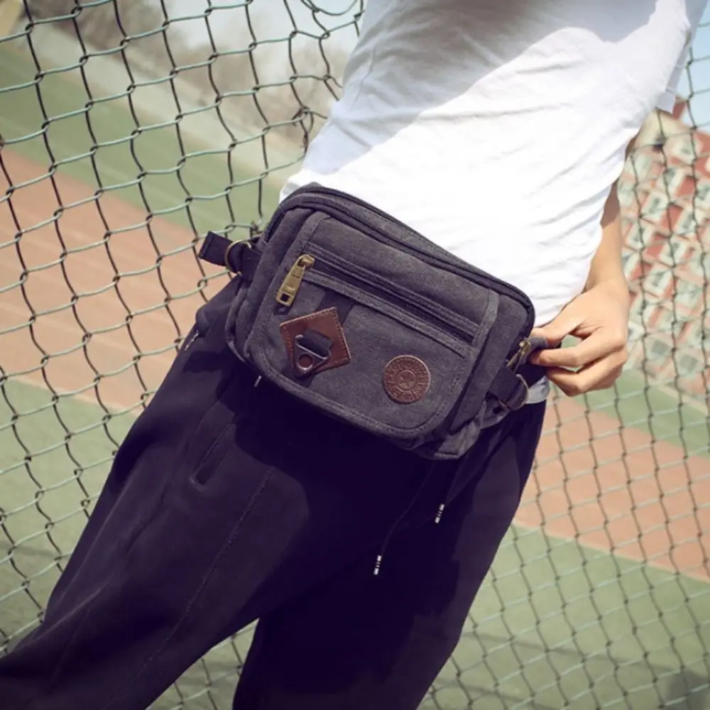 

Large Capacity Outdoor Waist Bag Canvas Adjustable Climbing Fanny Bag Durable Multifunctional Travel Chest Bag Travel