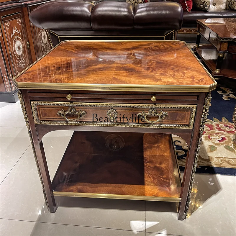 

European mahogany heart solid wood square table living room sofa paint complete edge table