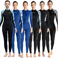 Traje de baño de cuerpo completo para mujer, traje de baño fino de Lycra con protección contra sarpullidos, traje de baño de una pieza con cremallera, manga larga, ropa de playa para buceo, protección solar
