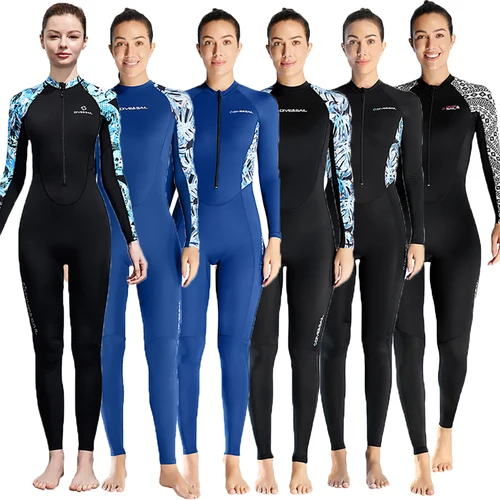 Traje de baño de cuerpo completo para mujer, traje de baño fino de Lycra con protección contra sarpullidos, traje de baño de una pieza con cremallera, manga larga, ropa de playa para buceo, protección solar