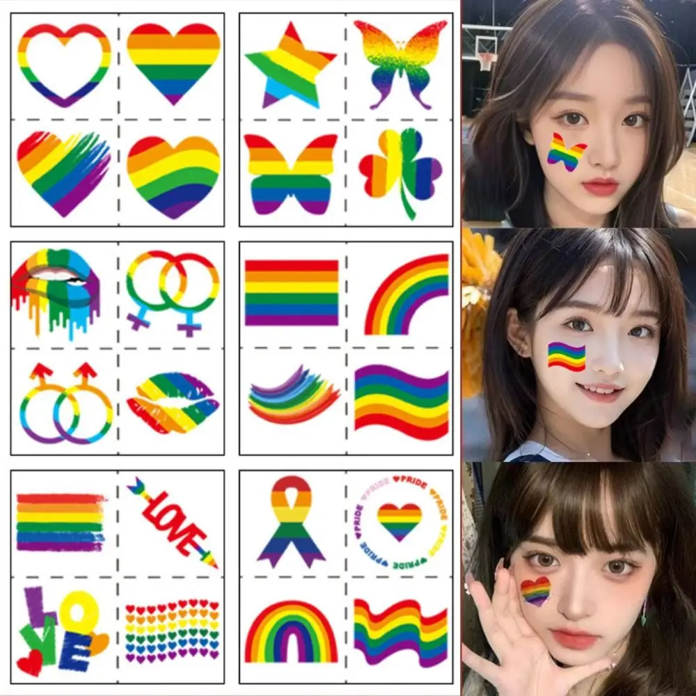 

18Pcs Flower Star Rainbow Tattoo Stickers Colorful Waterproof Love Heart Tattoo Stickers Body Art Long-lasting