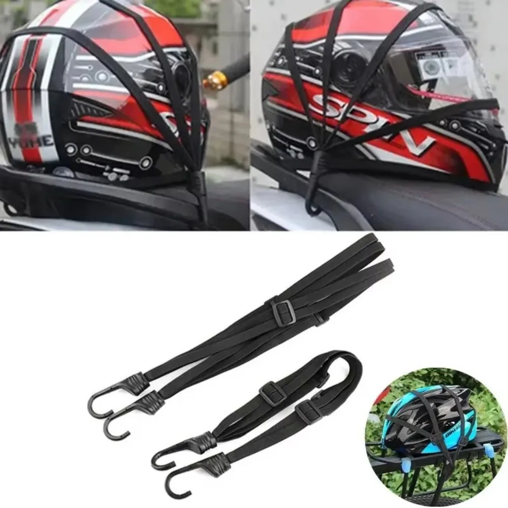 Durable Nylon Motorcycle Luggage Strap High-Elasticity Adjustable Helmet Fixed Strap with 2 Hooks Helmet Rope