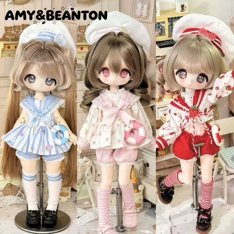 1/6 BJD Doll Outfit Lolita Articulated Doll Dress Shorts Sock Hat Set Fit For 3-plug 6 1/6 Cherry Body Dolls Clothes Accessories