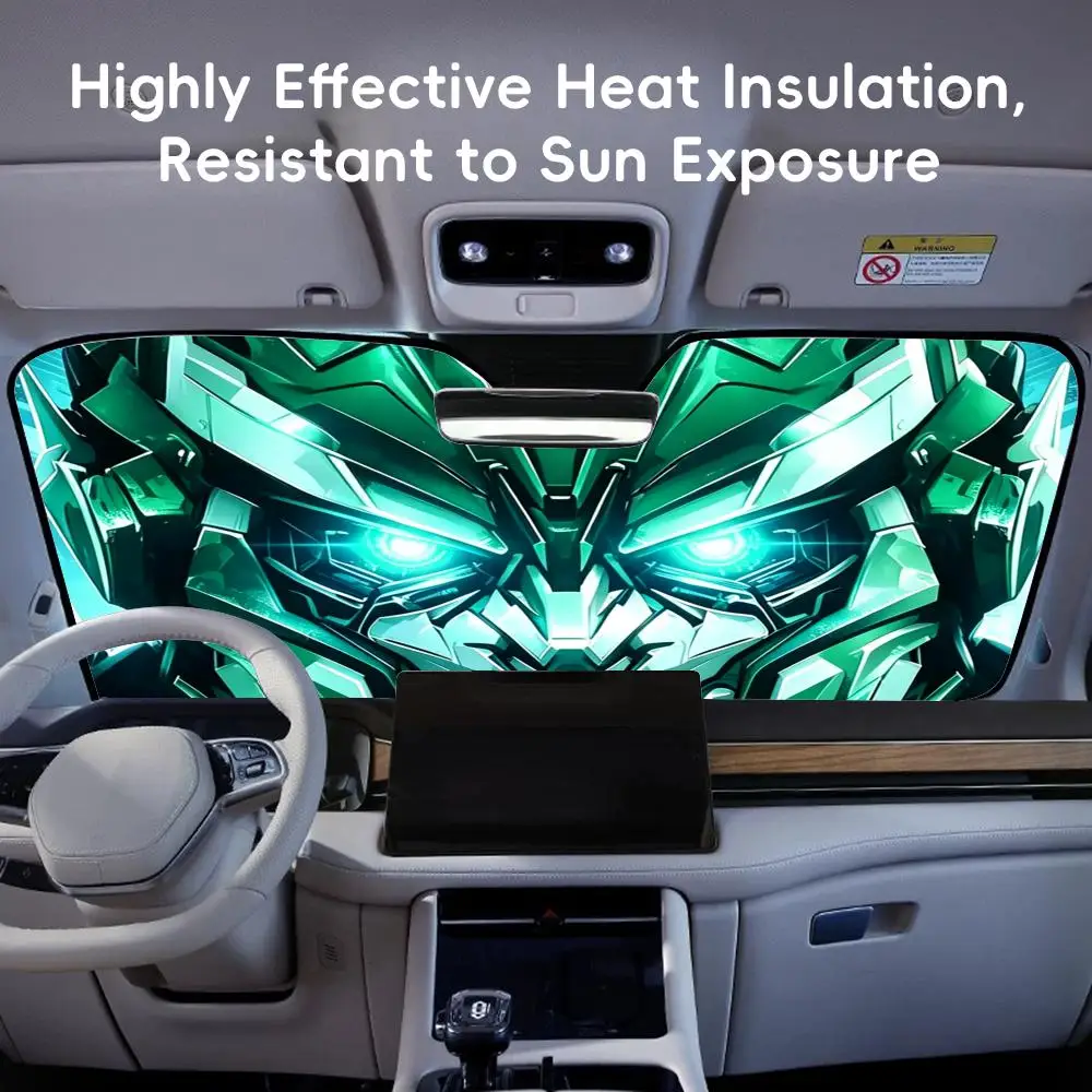 Autobot Eyes Design Sun Visor Aluminum Foil Windshield Sunshade with Reflective UV Block Heat Insulation, Foldable Universal Fit