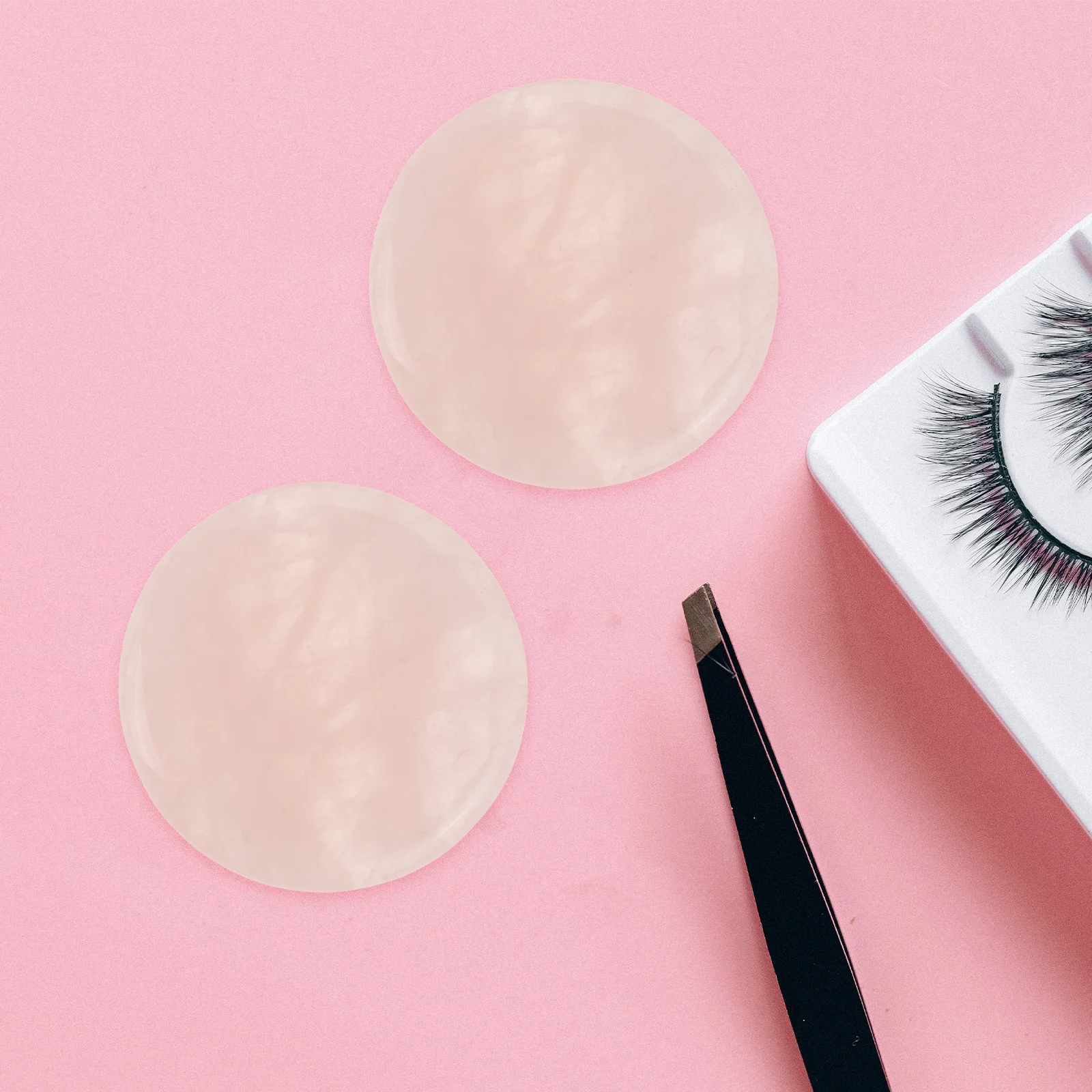 

2Pcs Eyelash Extensions Jade Stone Gasket Long-Lasting Lash Extension Glue Pallet Holder Round Pad for Women Ladies