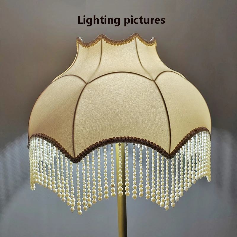 Champagne color desk lamp floor lamp lamp shade velvet hanging beads pure handmade fabric lighting accessories