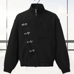 Women Trendy Elegant Jacket Solid Color Long Sleeve Stand Up Collar Coat 2026 Single Breasted Buckle Design Versatile Outwear