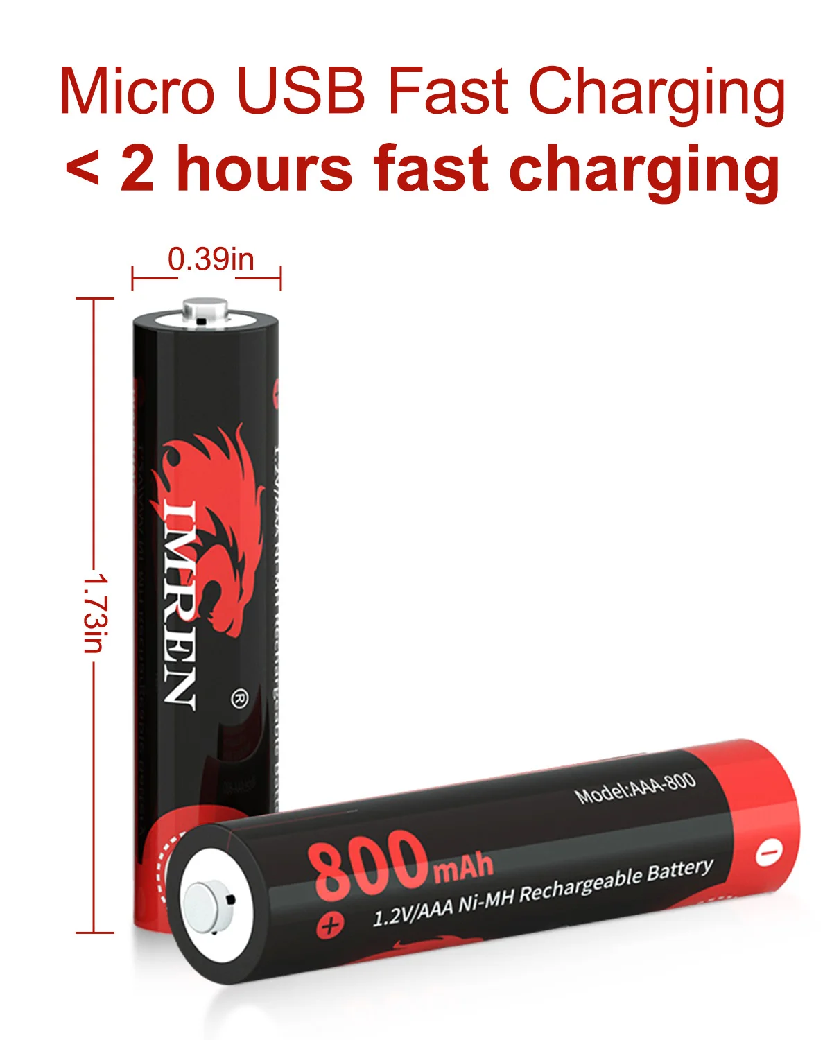 IMREN 4PCS AAA แบตเตอรี่1.5V Li-Ion AAA แบตเตอรี่ชาร์จ USB 800MWH 3A Aaa ไฟฉายแบตเตอรี่4PC ที่ใส่แบตเตอรี่ AAA