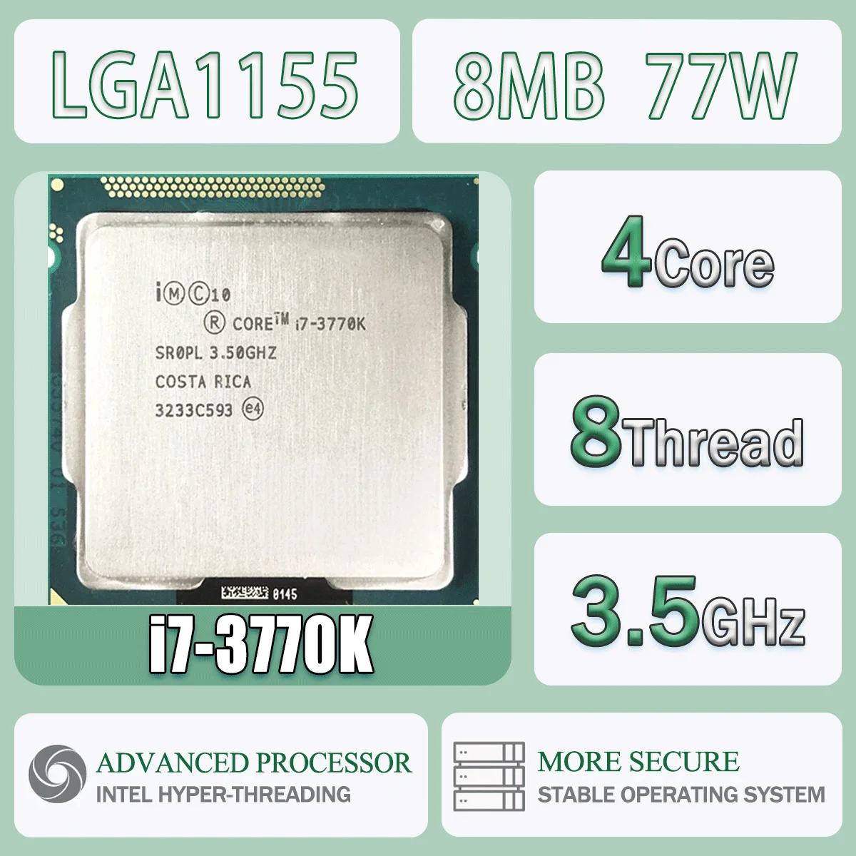 Intel Core i7-3770K 3.5GHz 4 cœurs 8 fils 8M 77W i7 3770K ordinateur processeur d'unité centrale serveur LGA 1155