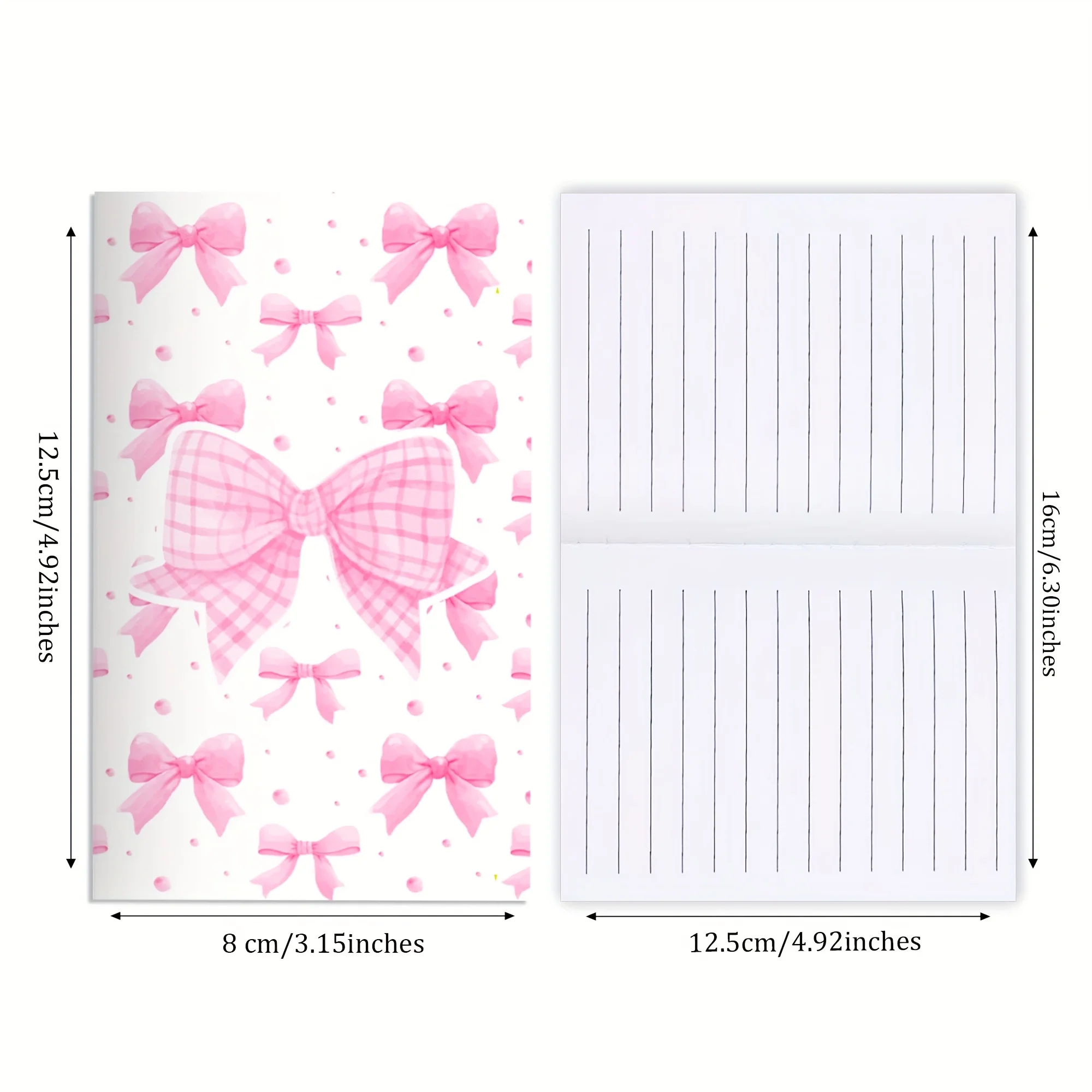 6/12 Pcs Pink Bow Mini Portable Notebook Girl's Gift Diary Notebook Notepad Reward Gift, Birthday Gift Office School Supplies