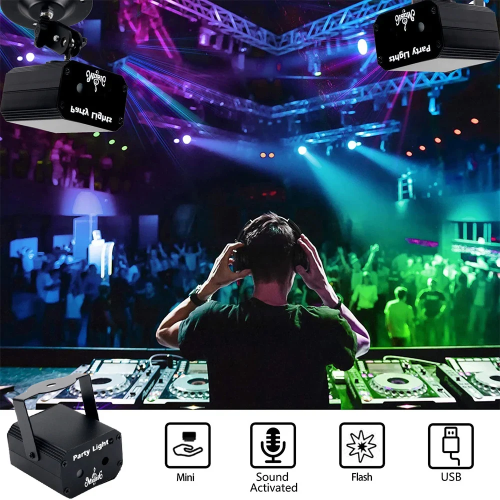 Mini R&G Laser 32 Patterns Projector Party Light DJ Dance Disco Bar Projection Magic Ball LED Party Xmas Stage Effect Light Show