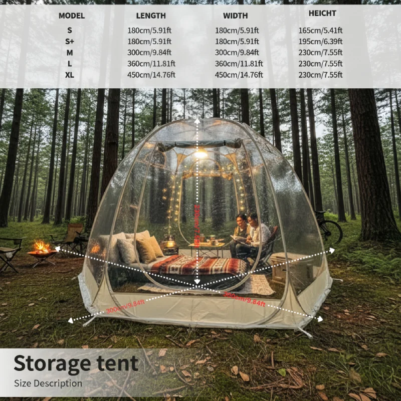 4 Person Clear Bubble Tent Pop Up Transparent PVC Shelter Backyard Garden Patio Camping Picnic Outdoor Party Easy Setup