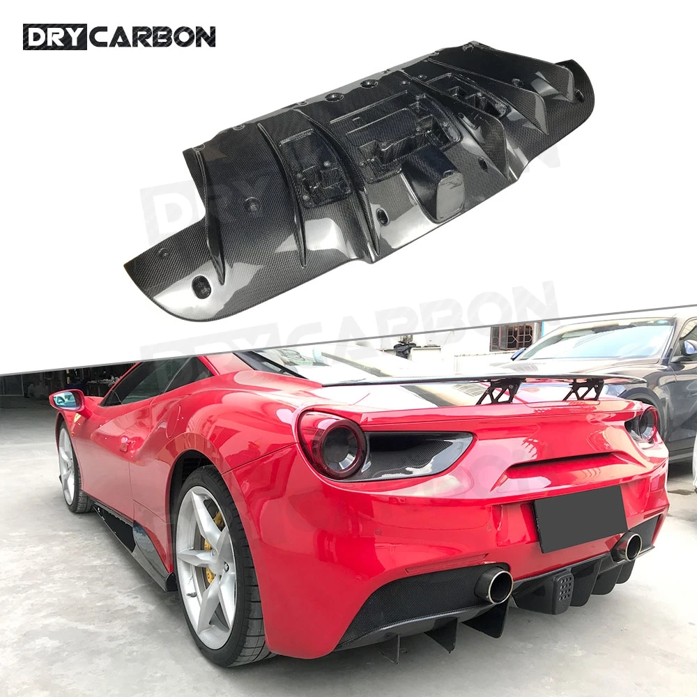 

Dry Carbon Fiber Car Rear Bumper Lip Diffuser Spoiler Body Kits Accessories for Ferrari 488 N Style 2015 - 2018