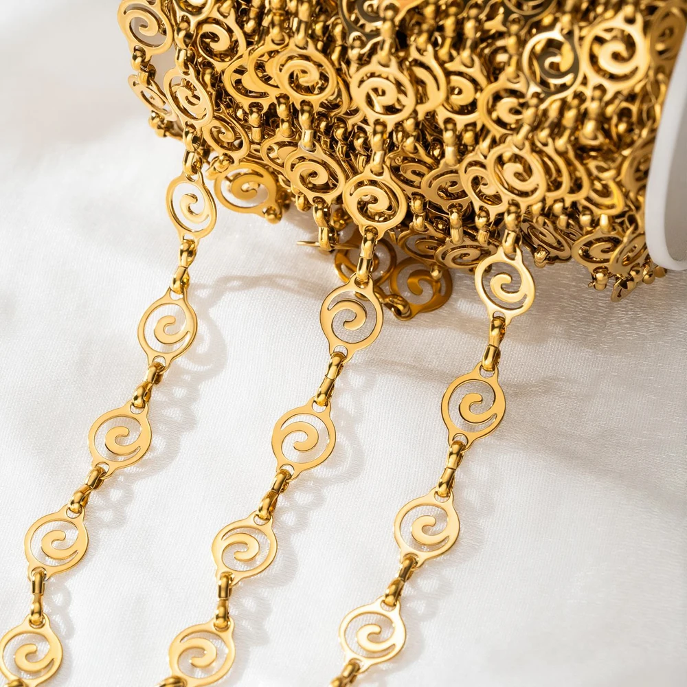 1 Meter Edelstahlkette mit Goldstern-, Fisch- und Schildkröten-Anhängern für DIY-Halsketten, Armbänder und Schmuckherstellung Zubehör – Detail 4