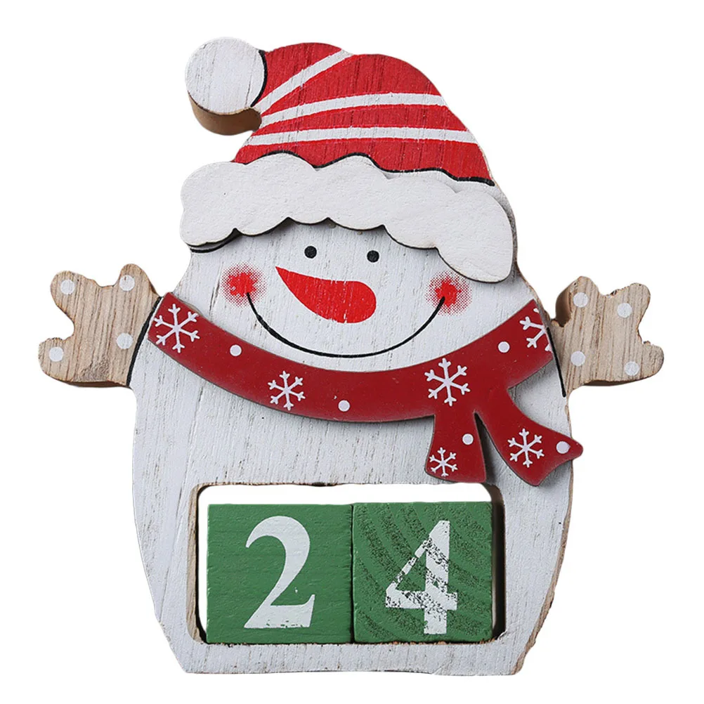 

Christmas Snowman Ornament Desk Calendar Wooden Classic Gift Decor Perpetual Advent Creative Gifts