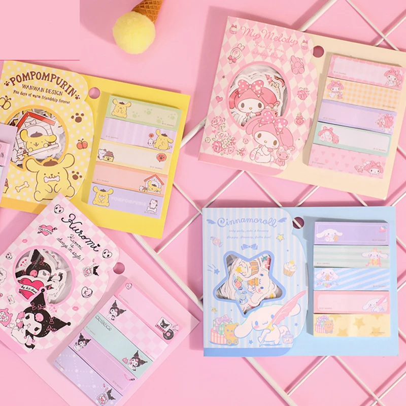 Cute Cartoon Anime Memo Pad Stickers Set Kawaii Sticky Notes Girl Diary DIY Decorative School Notebook Japanese Stationery Gift