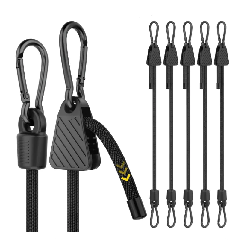 Cordas elásticas ajustáveis com ganchos, 4 peças, corda elástica resistente para uso externo, correias para bagagem, para cargos, camping, racks de bicicleta, barraca