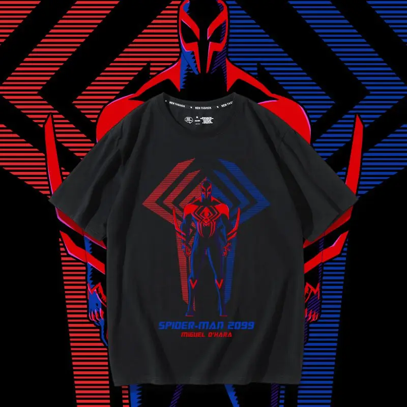 تي شيرت Marvel Series Spiderman Boy صيفي جديد كاجوال وبسيط بتصميم الرسوم المتحركة الرسومية الرياضية للشاطئ بأكمام قصيرة ناعمة