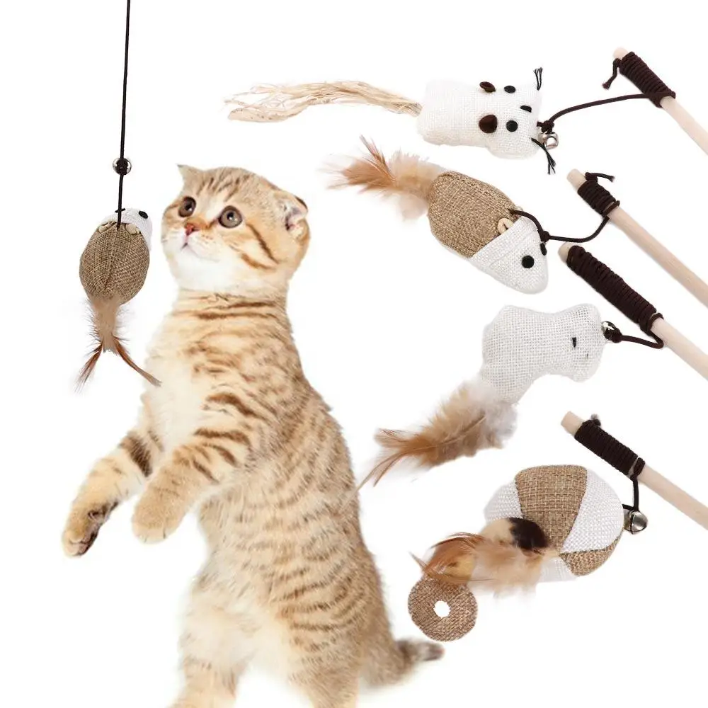 

Playing Funny Feather Training Mouse Wand Cat Tease Cat Rod Interactive Stick Pet Supplies