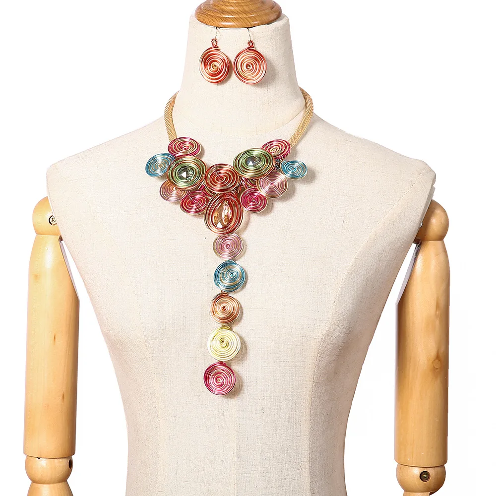 الأزياء الراتنج قلادة مجموعة شرابة اليدوية قلادة القلائد والمجوهرات الأفريقية لحفل الزفاف اكسسوارات XD-64235