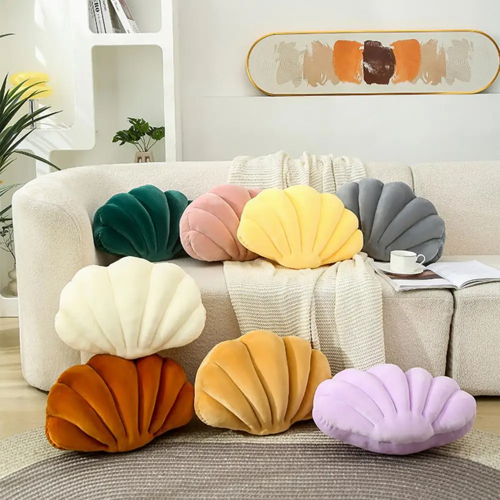 Pillow Cushion Soft Textured Vibrant Color Shell-Shaped Stuffed Throw Pillow Soft Wear Resistant High Elasticity Floor Cushion