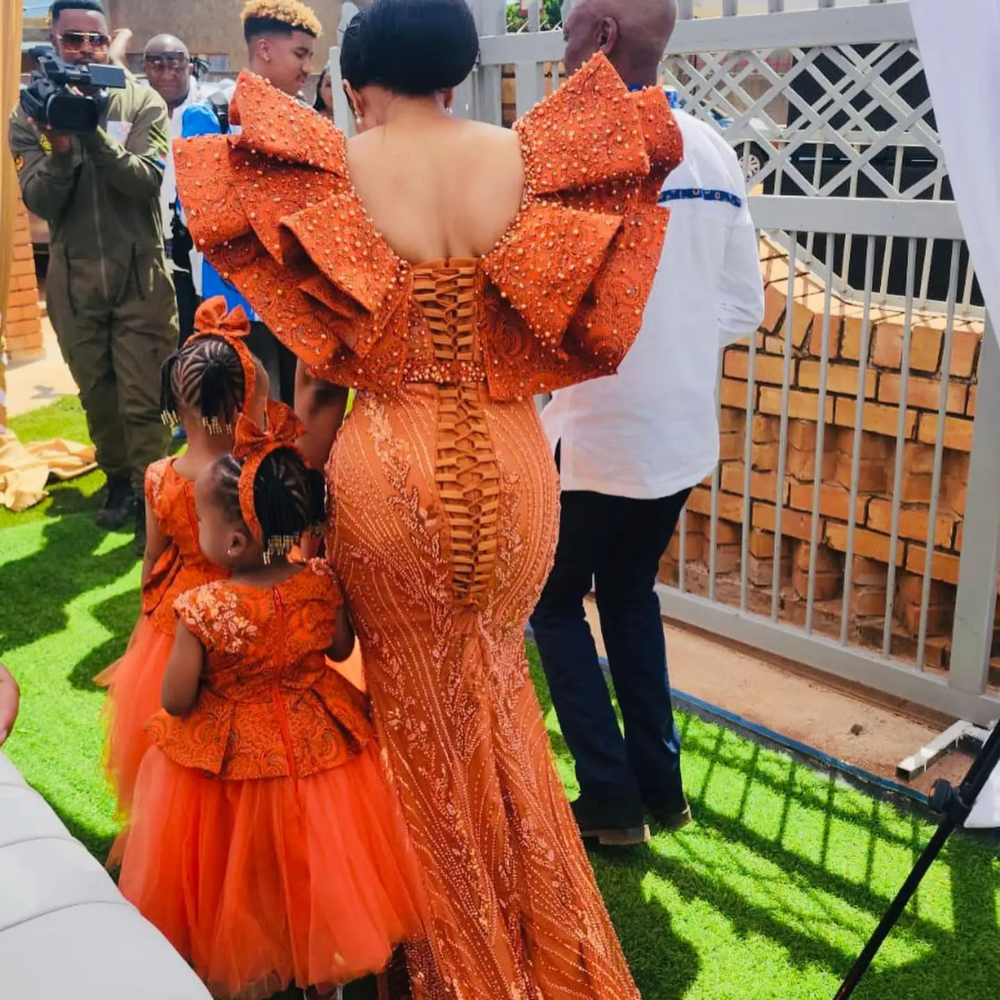 Pretty Hot Orange Lace Beaded Mermaid Maxi Gowns African Wedding Anniversary Women Maxi Dresses Aso Ebi Stylished Gowns