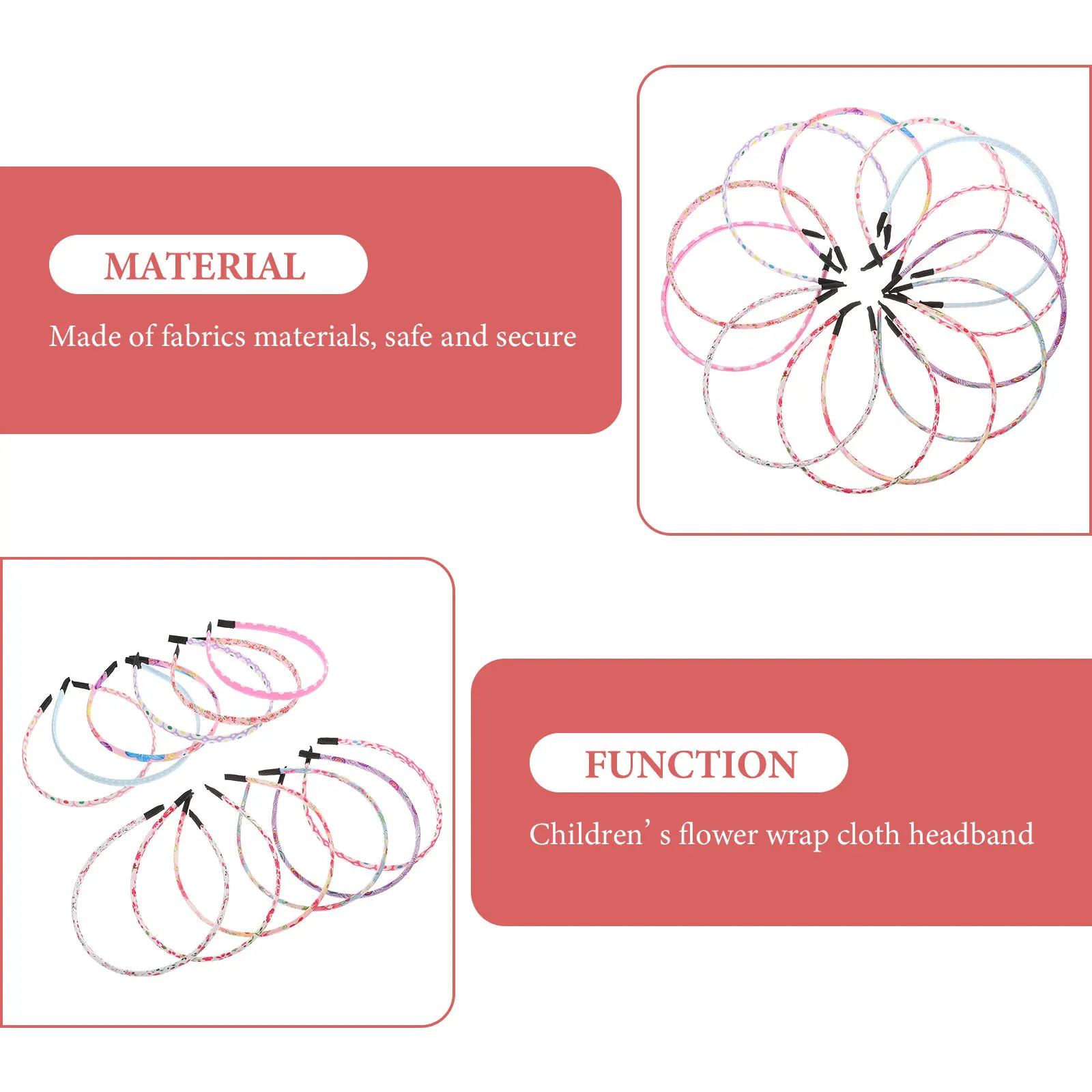 

12Pcs Floral Headband Children Festival Hairbands Cloth Covered Hair Hoops Unique Party Headwear Prop Decorative Kids Hairband