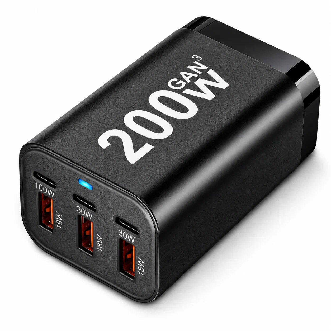 200W USB C GaN Charger 6-Port Fast Charging Station, PD 100W Multi Port Power Adapter for MacBook Laptop iPhone Samsung Android