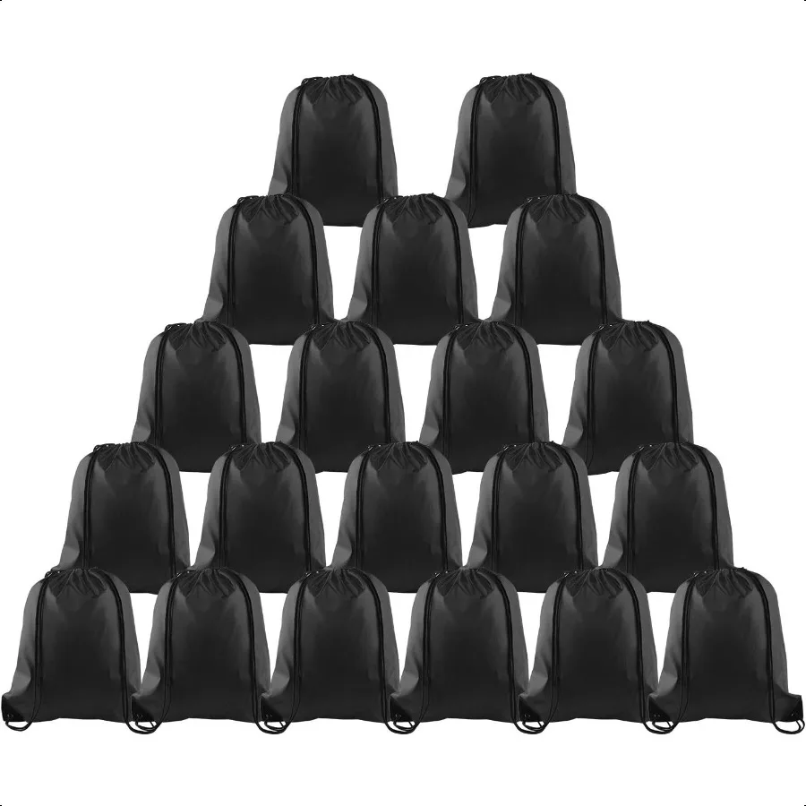 

20Pcs Drawstring Backpack Bag Bulk Black Drawstring Bags String Backpack Sport Gym Sack Bags Foldable Storage Bag for Women Men
