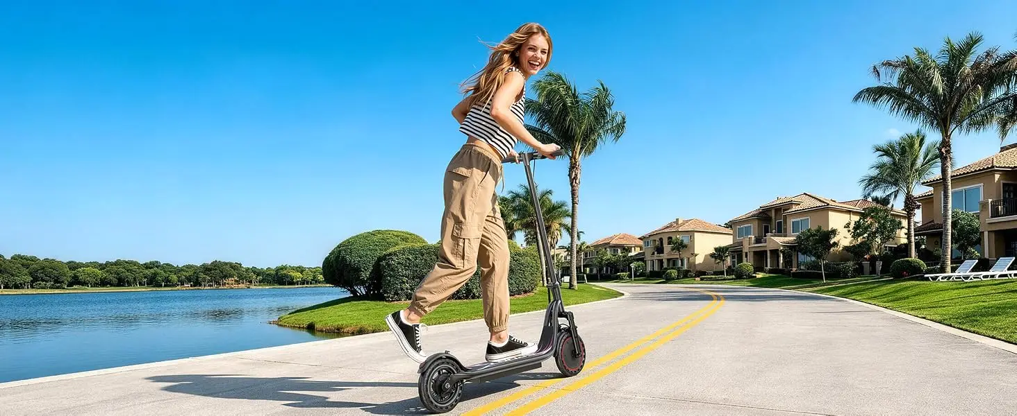 Electric Scooter for Adults Teens, Folding E Scooter with 350W Motor 19 Mph Top Speed, Max 19-23 Miles Long Range, 8.5''Solid Tires Commuting Scooters with Front Suspension , APP Control