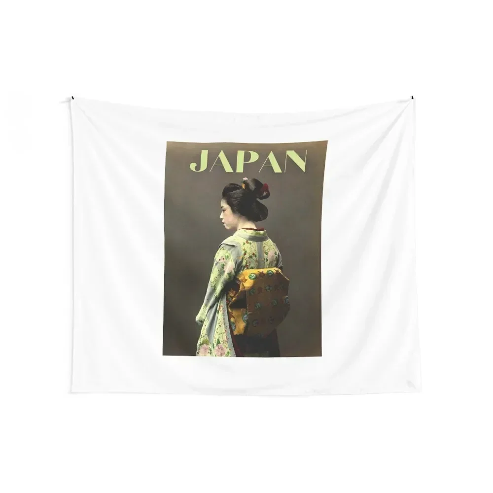 Japanese Geisha - Vintage Girl in a Kimono - Restored Tapestry Wall Mural Room Decoration Aesthetic Tapestry