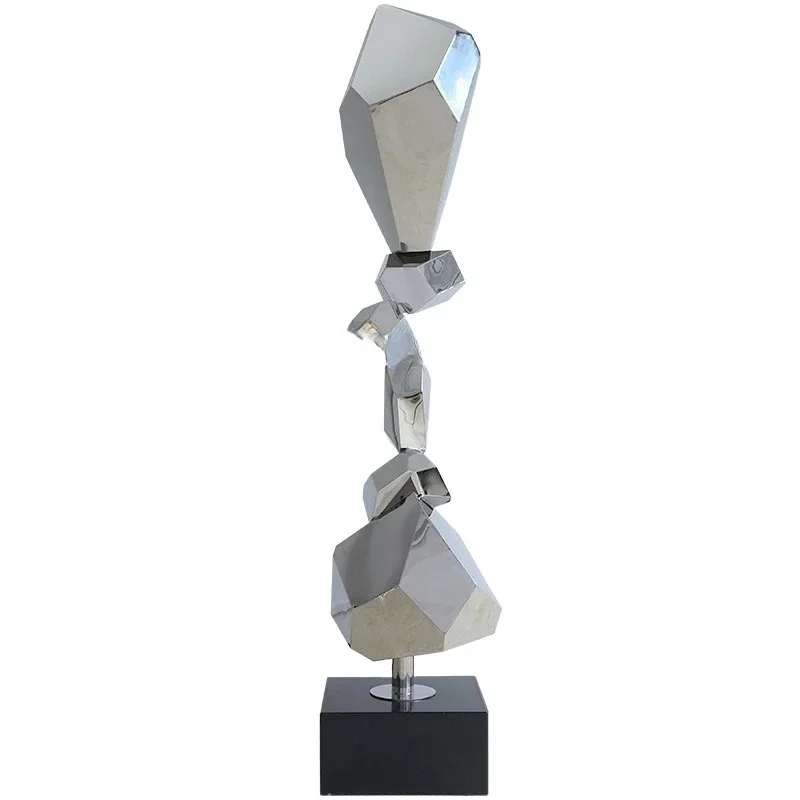 

High-end villa metal sculpture art decoration stainless steel stone large-scale lucky floor ornament