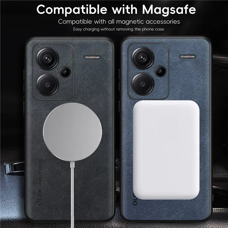 Magnetic Retro Leather Case For Xiaomi Redmi Note 13 Pro Plus Redmi Note13 Pro+ 5G Wireless Charging Phone Case Cover