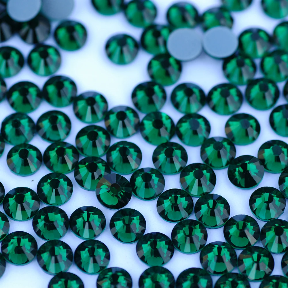 PUBRILEX Smaragd Hot-Fix Glas-Strasssteine Glitzer Flache Rückseite DIY Schmuckherstellung Aufbügelbare Kristallsteine Für Taschen Kleiderdekoration – Detail 3