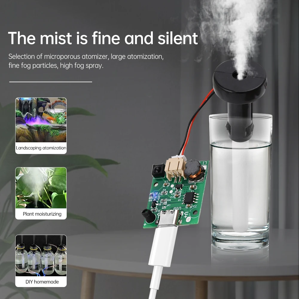 Ultrasonic Atomizer Sheet Type-C Interface Air Humidifier Spray Module Spray DIY Humidifier Kit Mist Maker Driver Circuit DC 5V