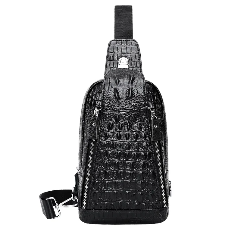 Sac de taille en cuir véritable pour homme, sacoche de poitrine décontractée, Design de marque Alligator, à épaule, nouvelle mode 2023, 100%