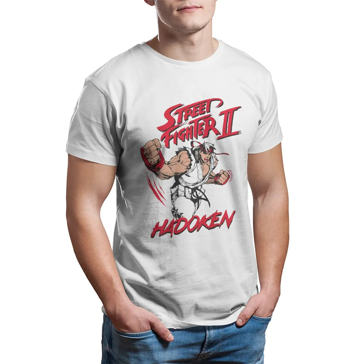 Men's Ryu Hadoken Street Fighter video game T Shirt  Pure Cotton Clothes Humor Summer T-Shirts