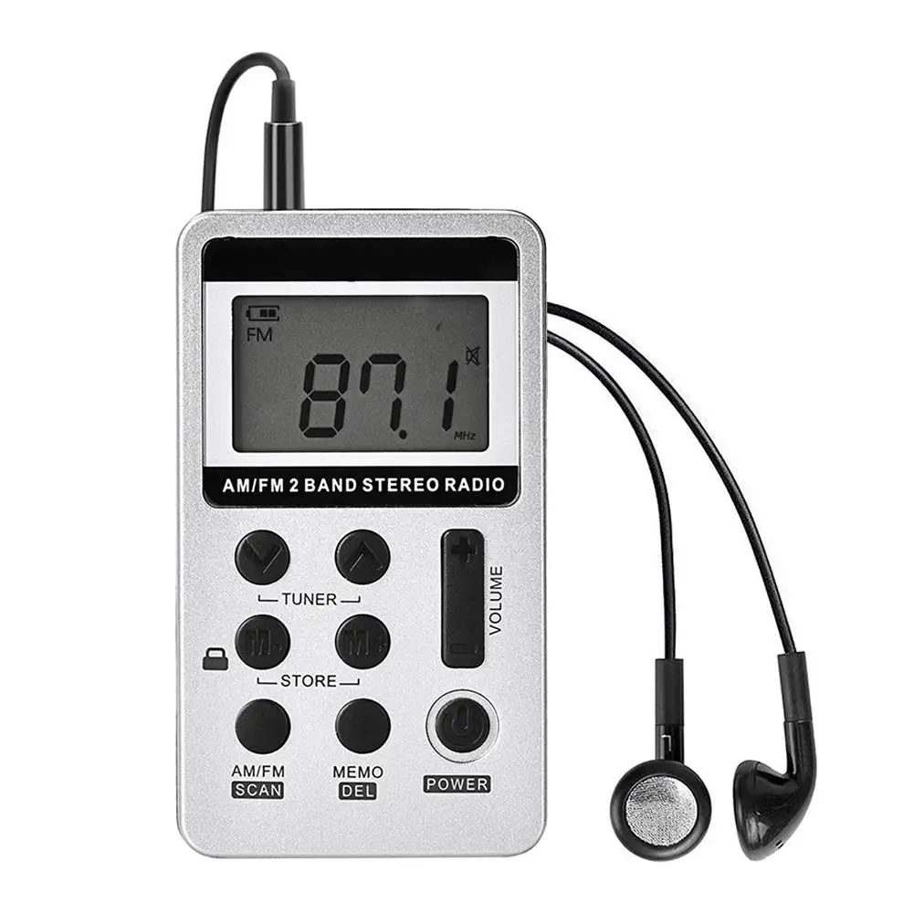 Mini Pocket Radio with Headphone USB Rechargeable AM/FM Full Band Portable Radio For Outdoor Cycling GYM Running Walking