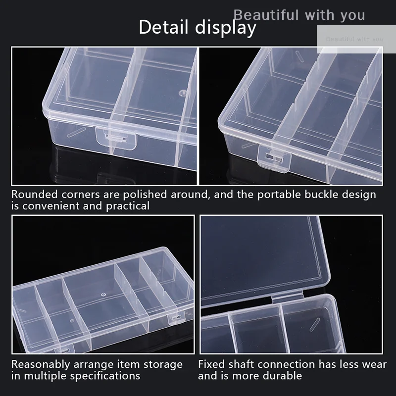 Transparent With Cover Rectangle Vertical 5 Grid Eyelash Extension Tool Storage Box Glue Tweezer Holder Makeup Organizer