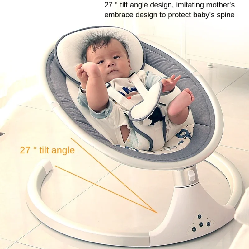 LazyChild Baby Electric Rocking Chair Crib CoaxingTo Sleep Artifact Newborn Comfort Cradle Liberating Mother Hands for 0-2Y Baby