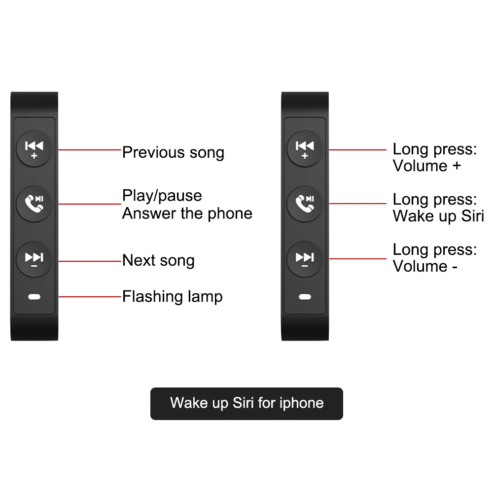 Controle inteligente universal para celular, controle de volante de carro, 3 botões, controle remoto sem fio, bluetooth 5.3