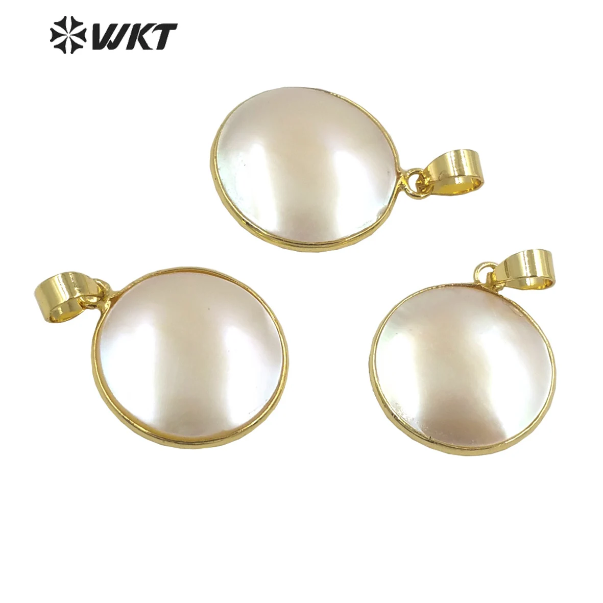 WT-JP354 New Wholesale Natural Mabe Shell Round Shape Pendant For Necklace Or Bracelet DIY Jewelry Findings Accessories