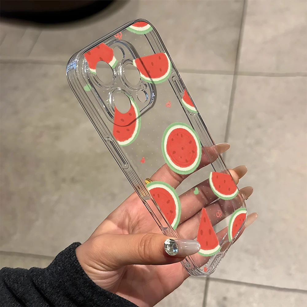Funda de teléfono de silicona con sandía fresca para iPhone 17 16 15 14 13 12 11 Pro Xs Max Air Mini 7 8 6 6s Plus SE 2020 2022