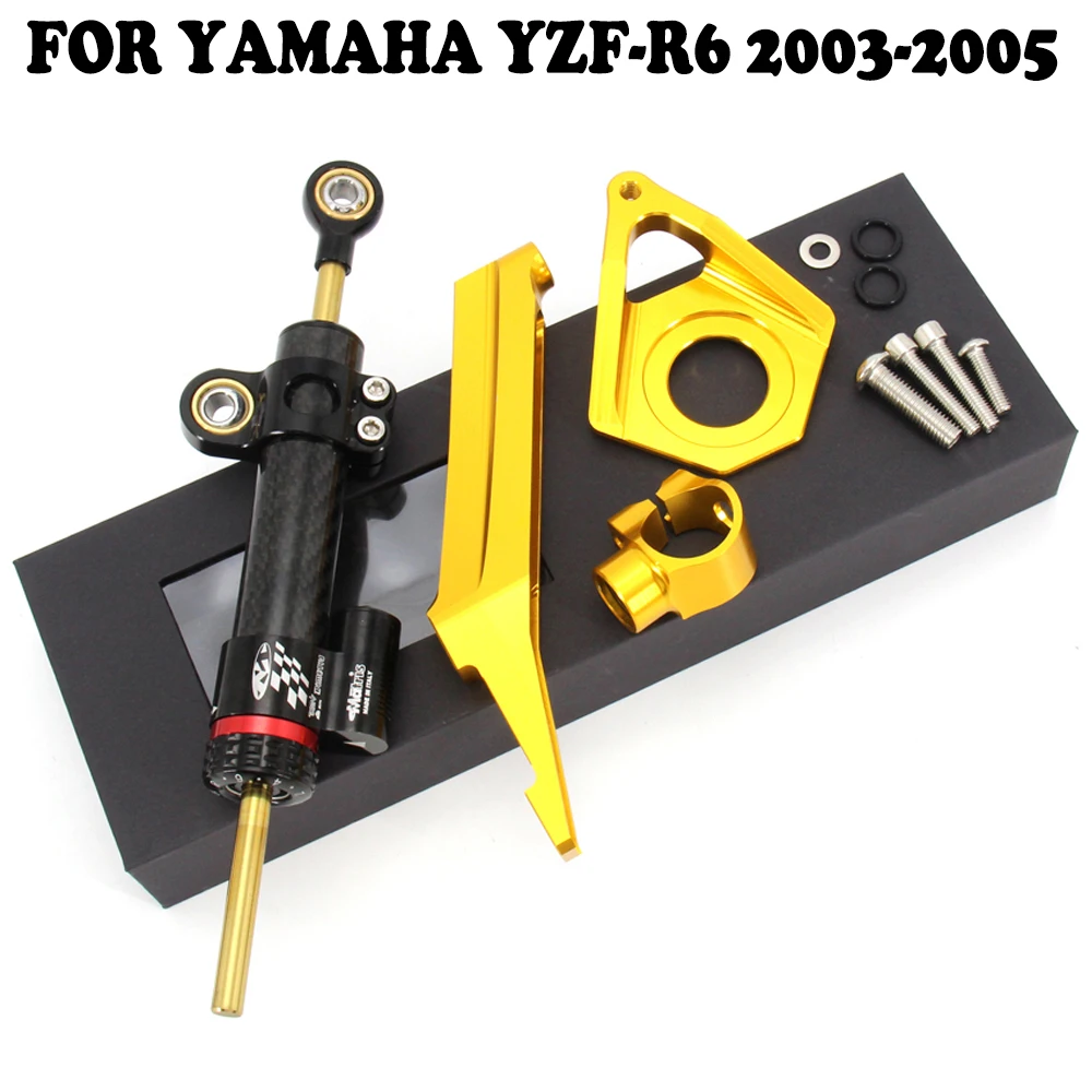 

YZFR6 Motorcycle High quality carbon fiber CNC Steering Damper Stabilizer Bracket Full For YAMAHA YZF R6 YZF600 2003 2004 2005