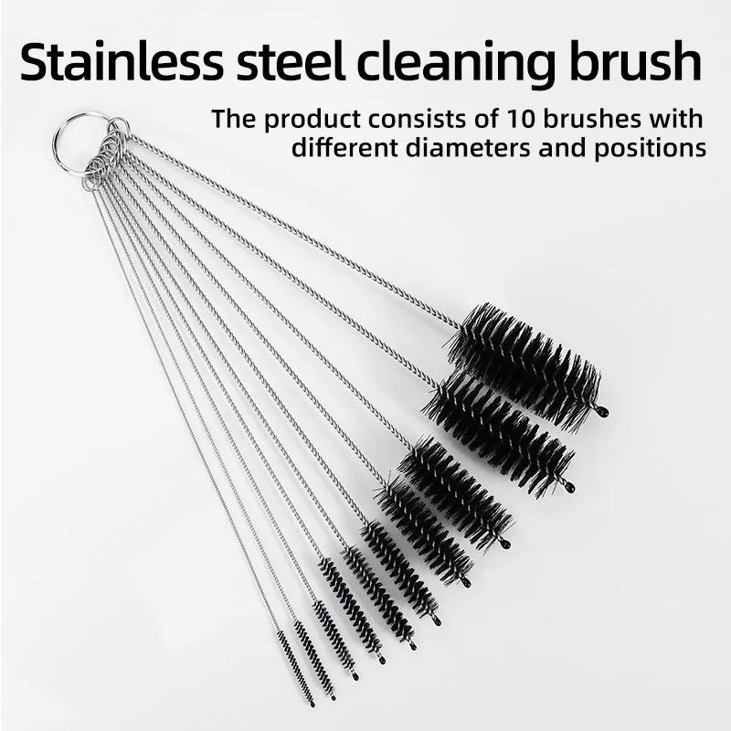 10pcs Stainless Steel Nylon Cleaning Brush For Weed Pipe  Hookah Smoking Pipe Cleaner  Tobacco Accessory