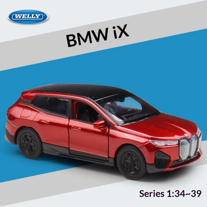 

WELLY 1:36 BMW iX Pull-Back Alloy Die-cast Model, Officially Licensed Electric SUV Replica for Collectors & Display