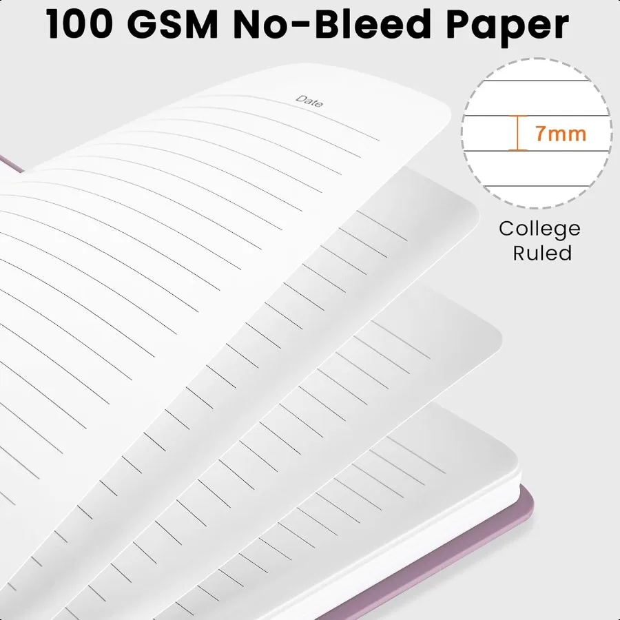 Cuaderno de diario en espiral forrado, cuaderno universitario A5 con rayas para hacer notas y planificación diaria, tapa dura duradera con un