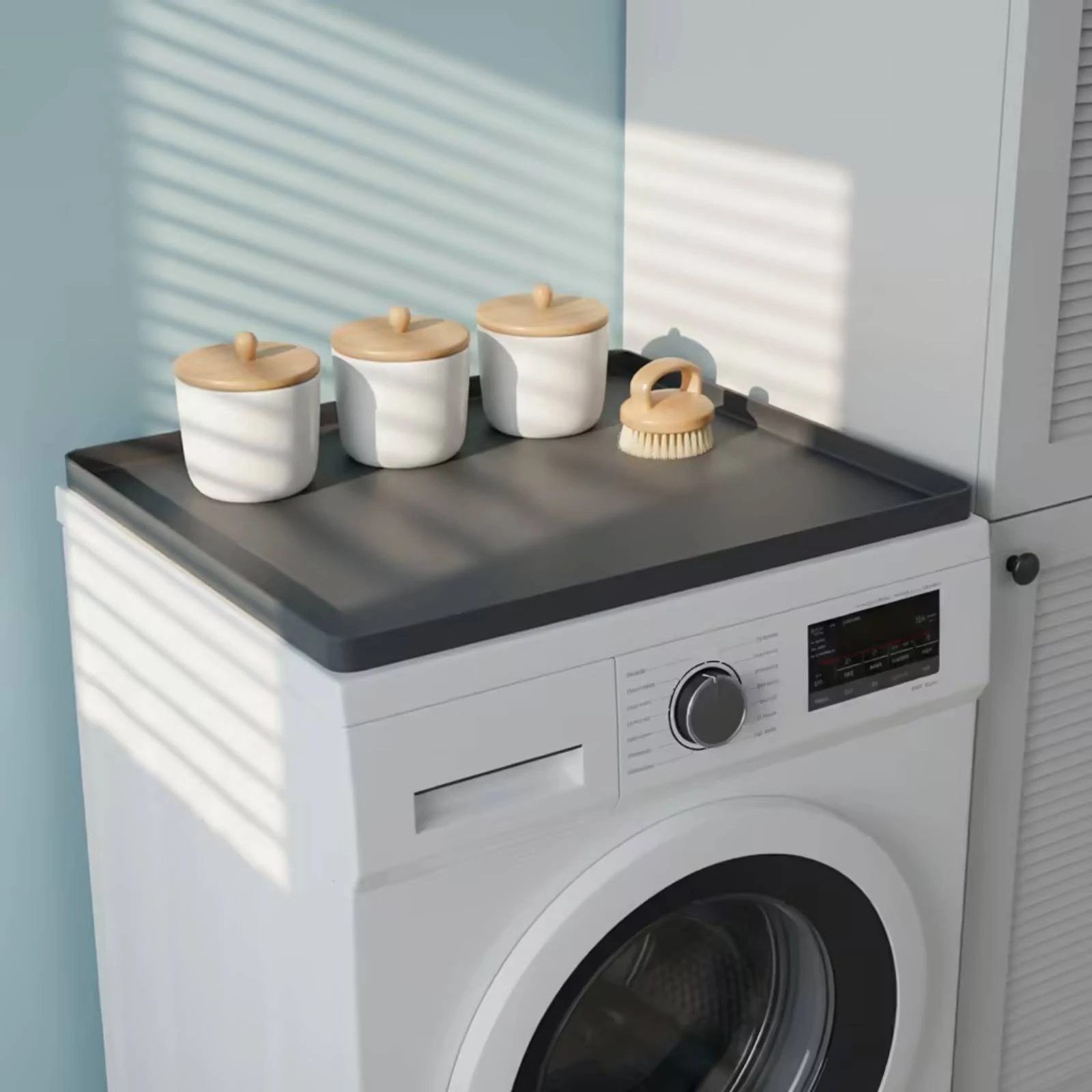 Silicone Mat with Raised Edges Easy to Clean Washer and Dryer Topper Mat Washing Machine Top Cover Stain-Resistant
