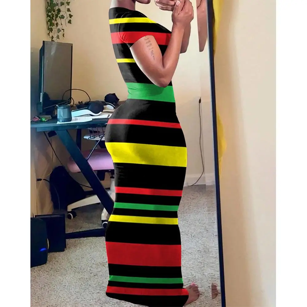 ชุดเดรสพิมพ์ลายสไตล์ชนเผ่าแอฟริกันย้อนยุค แฟชั่นทรงเข้ารูป กระโปรงยาวทรงเข้ารูป สวมใส่สบายๆ ในชีวิตประจำวัน ถ่ายรูปสตรีทแฟชั่น งานเทศกาล งานปาร์ตี้