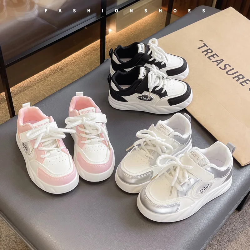 2025년 신상 유아 아동 패션 디자인 워킹 슈즈 스니커즈 화이트 논슬립 캐주얼 슈즈 소년용 통기성 아웃도어 보드 슈즈